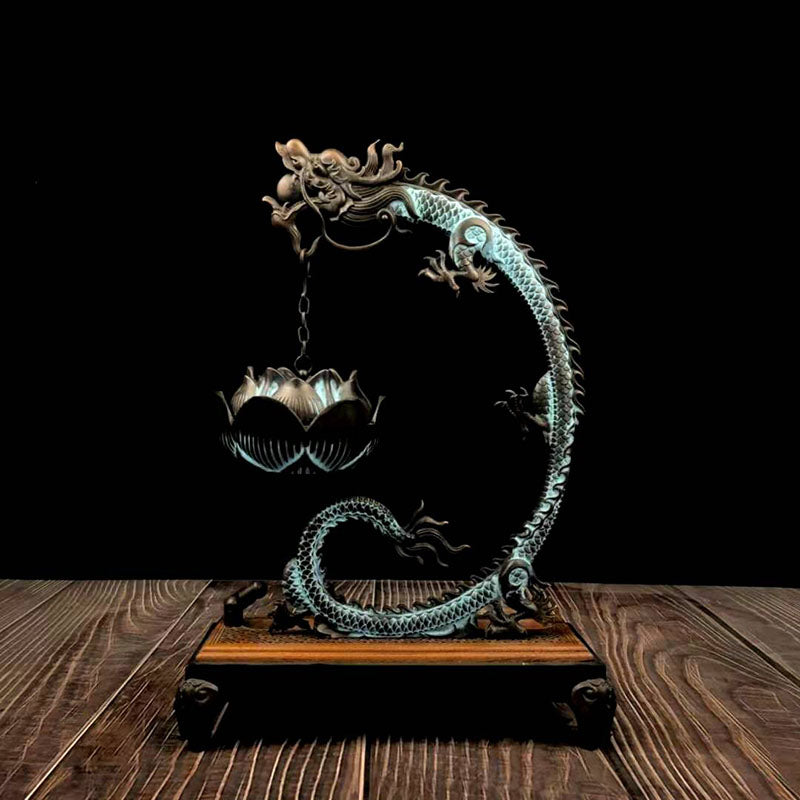 Copper Dragon Hanging Lotus Incense Burner