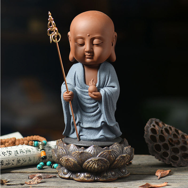 Clay Little Monk Cone Incense Holder