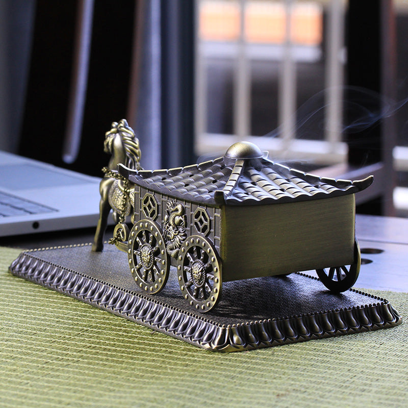 Metal Horse Car Cone Incense Holder