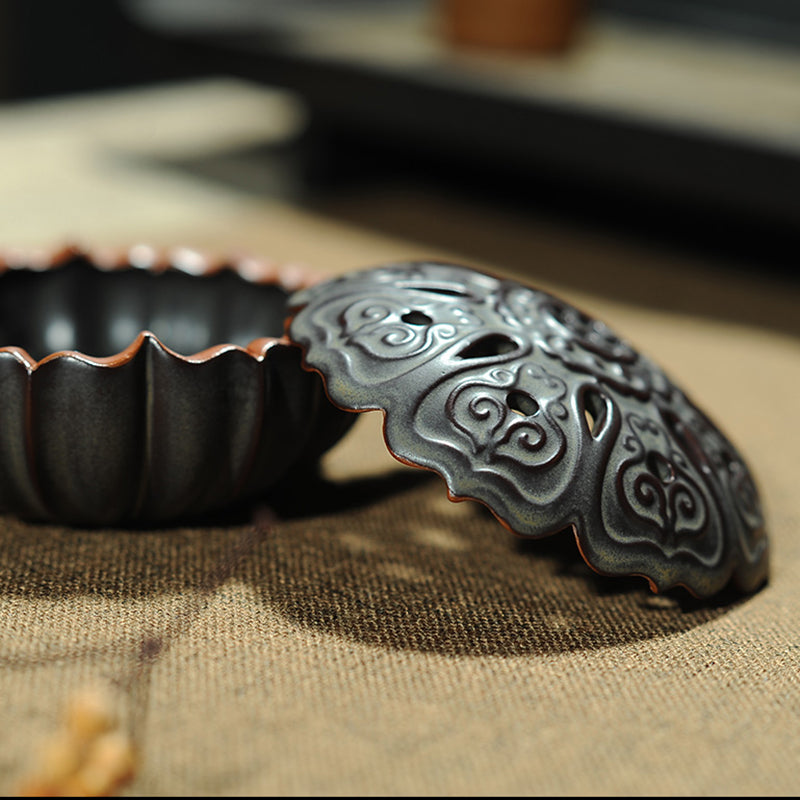 Clay Lotus Spiral And Cone Incense Holder