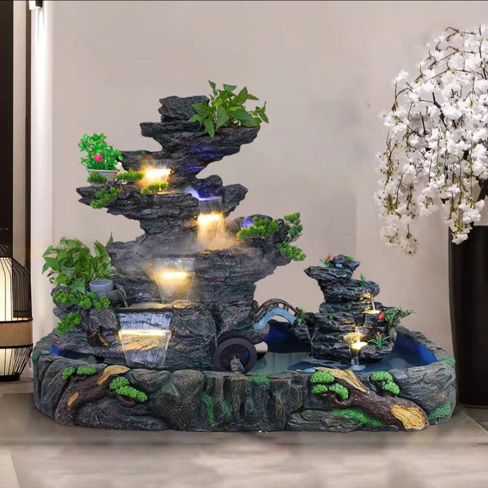 Feng Shui Wheel Rockery Water Fountain Waterfall Lucky Incense