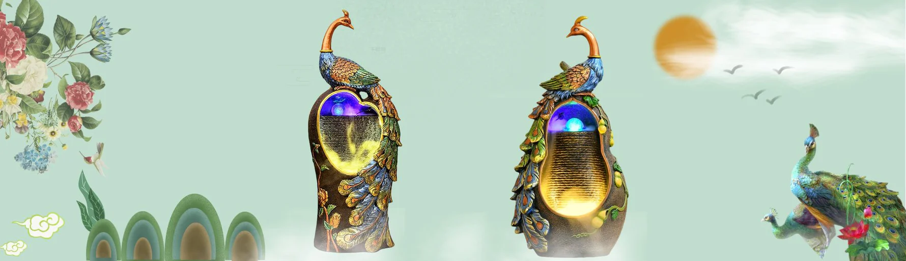 Peacock Water Fountain