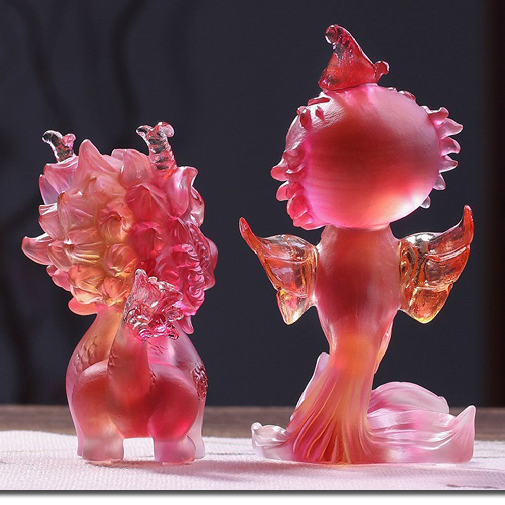 Coloured Glaze Dragon and Phoenix