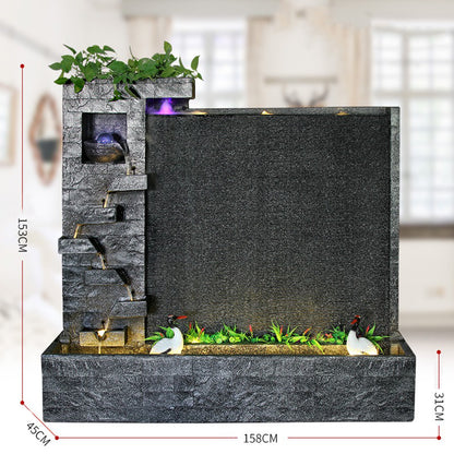 Gray Stone Style Large Waterfall Waterfall Fountain Ornament