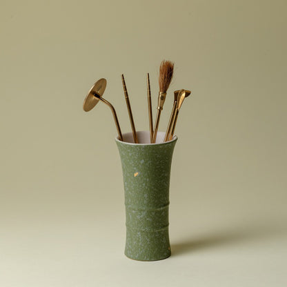 Gilded Green Ceramic Chinese Incense Burner Kit