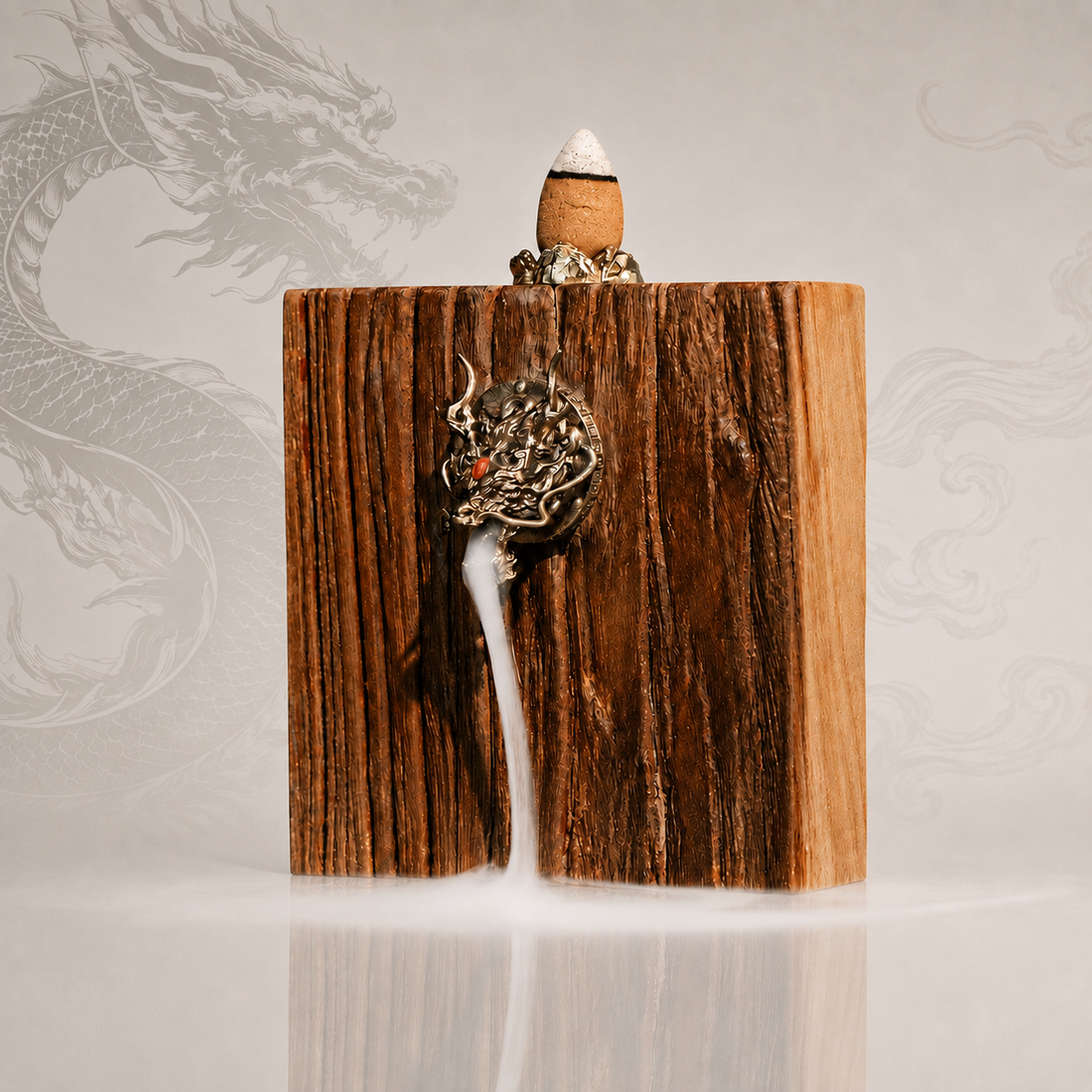 Natural Wooden Dragon Backflow Incense Burner