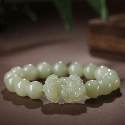 Hetian Jade Pixiu Feng Shui Bracelet