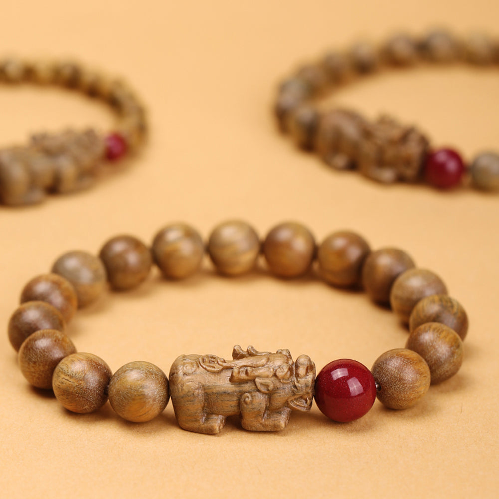 Green Sandalwood Pixiu Feng Shui Bracelet