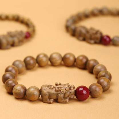 Green Sandalwood Pixiu Feng Shui Bracelet