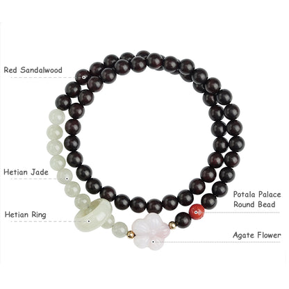 Pink Cystal Pixiu Sandalwood Bracelet