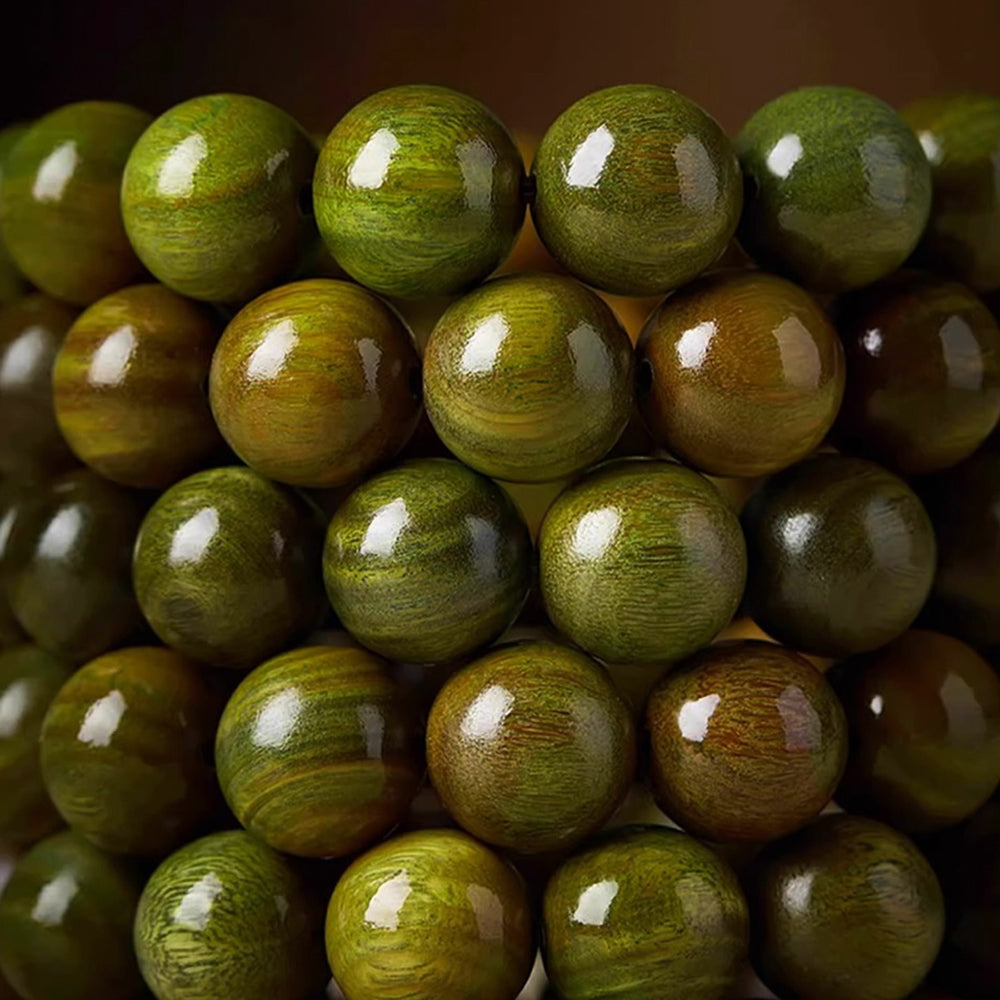 Silver Pixiu Green Sandalwood Bracelet