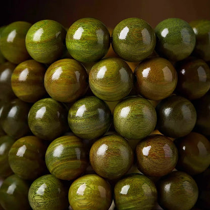 Silver Pixiu Green Sandalwood Bracelet