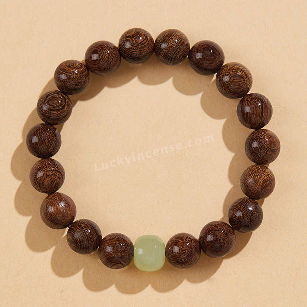 Golden Sandalwood Beads Hetian Jade Bracelet