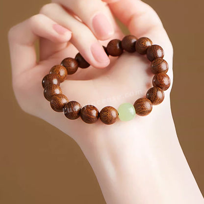 Golden Sandalwood Beads Hetian Jade Bracelet