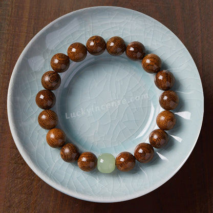 Golden Sandalwood Beads Hetian Jade Bracelet