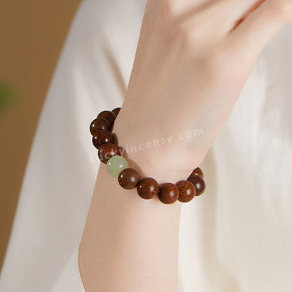Golden Sandalwood Beads Hetian Jade Bracelet