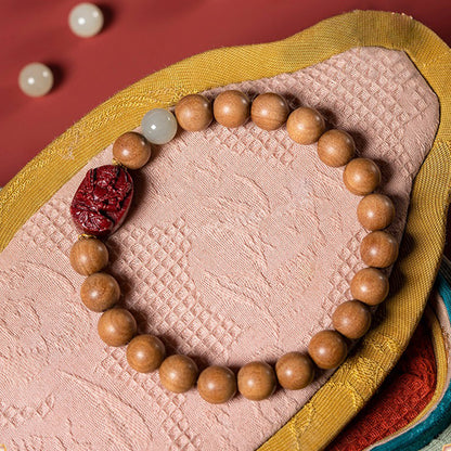 Indian Old Sandalwood Beads Purple Gold Cinnabar Bracelet