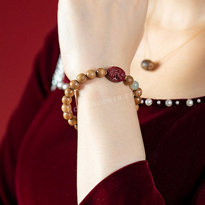 Indian Old Sandalwood Beads Purple Gold Cinnabar Bracelet