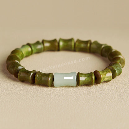 Old Green Sandalwood Hetian Jade Bamboo Joint Shape Bracelet