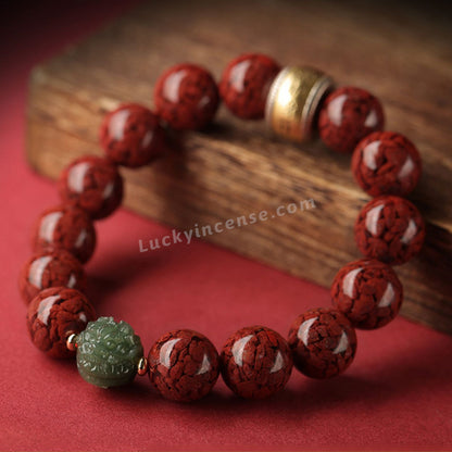 Natural Purple Gold Cinnabar Beads Zodiac Signs Lucky Bracelet
