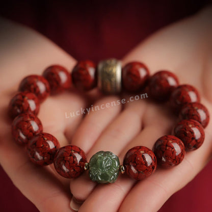 Natural Purple Gold Cinnabar Beads Zodiac Signs Lucky Bracelet