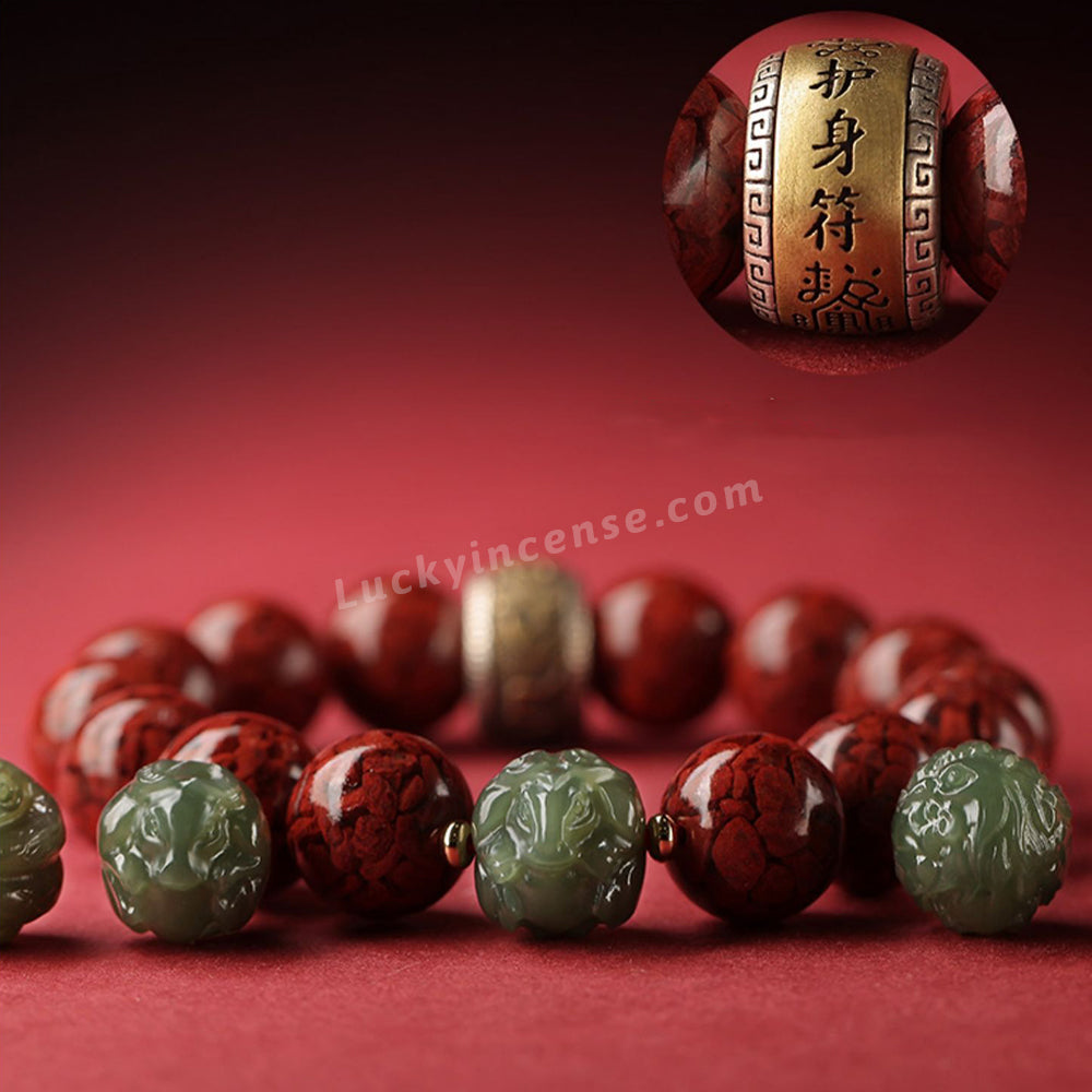Natural Purple Gold Cinnabar Beads Zodiac Signs Lucky Bracelet