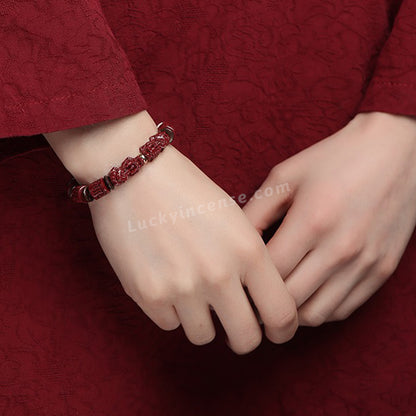 Double Pixiu Cinnabar Beads Auspicious Bracelet