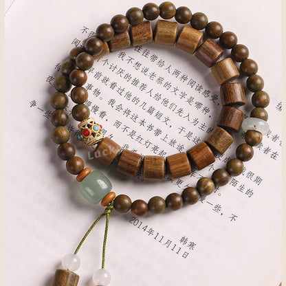 Handmade Green Sandalwood Beads Double Wrap Bracelet