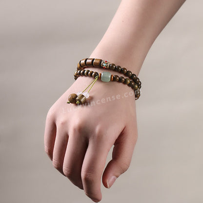 Handmade Green Sandalwood Beads Double Wrap Bracelet