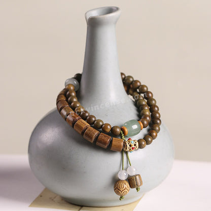 Handmade Green Sandalwood Beads Double Wrap Bracelet