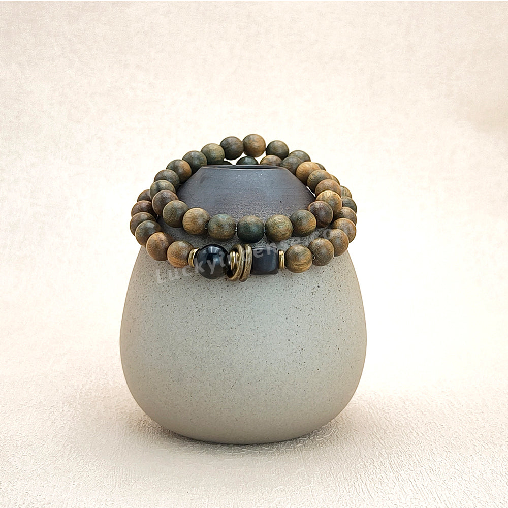 Handmade Green Sandalwood Beads Bracelet