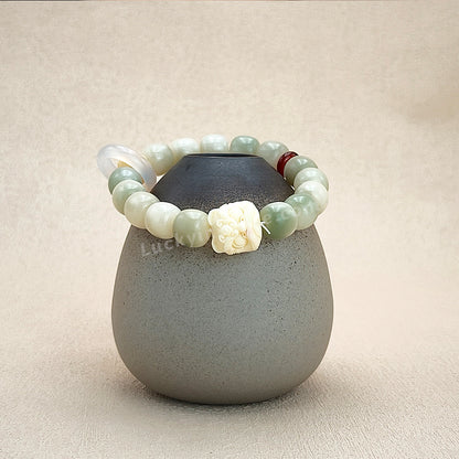 Ivory Nut Dancing Lion Bodhi Beads Bracelet