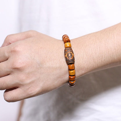 Tibetan Style Yak Bone Bucket Beads Bracelet
