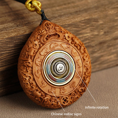 Sandalwood Mammoth Ivory Buddha Statue Inlay Pendant