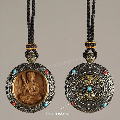 Cupronickel Sandalwood Bodhisattva Buddha Statue Inlay Pendant
