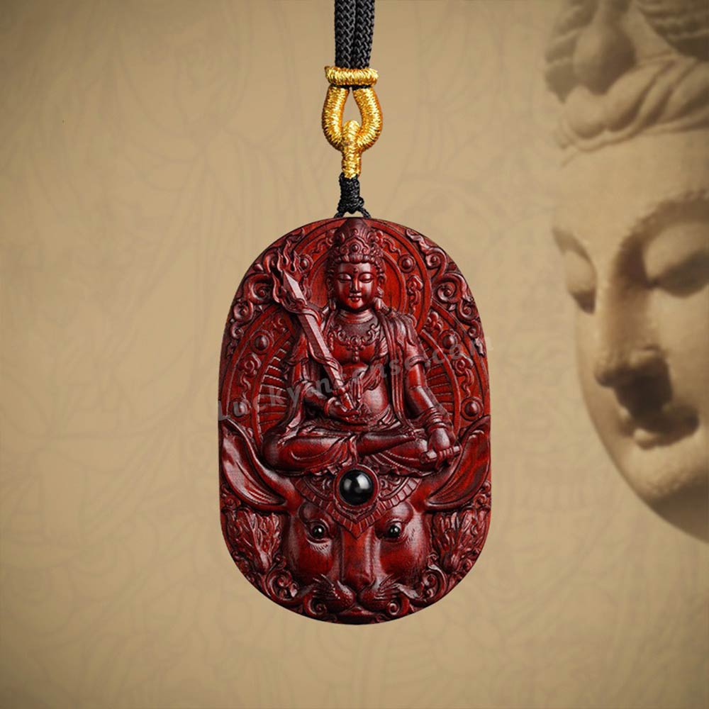 Red Sandalwood Twelve Zodiac Signs Bodhisattva Buddha Statue Pendant
