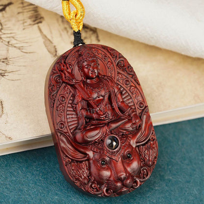 Red Sandalwood Twelve Zodiac Signs Bodhisattva Buddha Statue Pendant