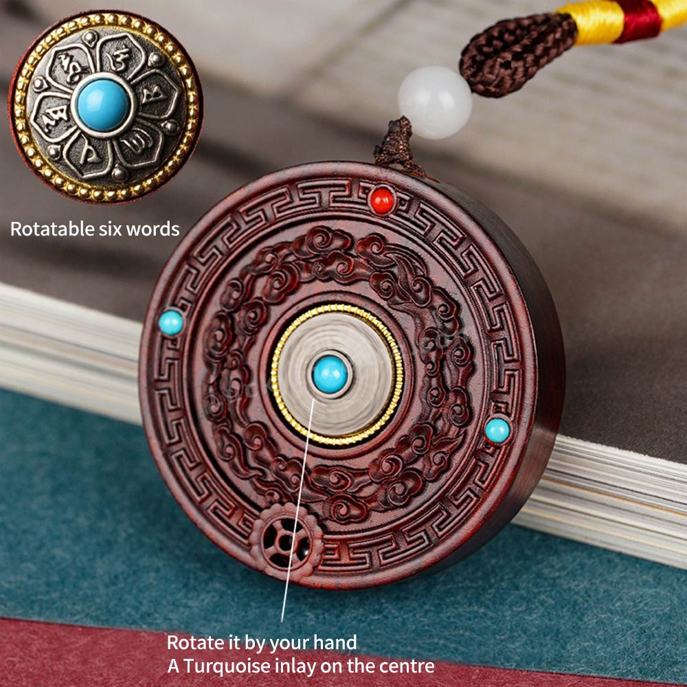 Red Sandalwood Bodhisattva Buddha Statue Round Pendant
