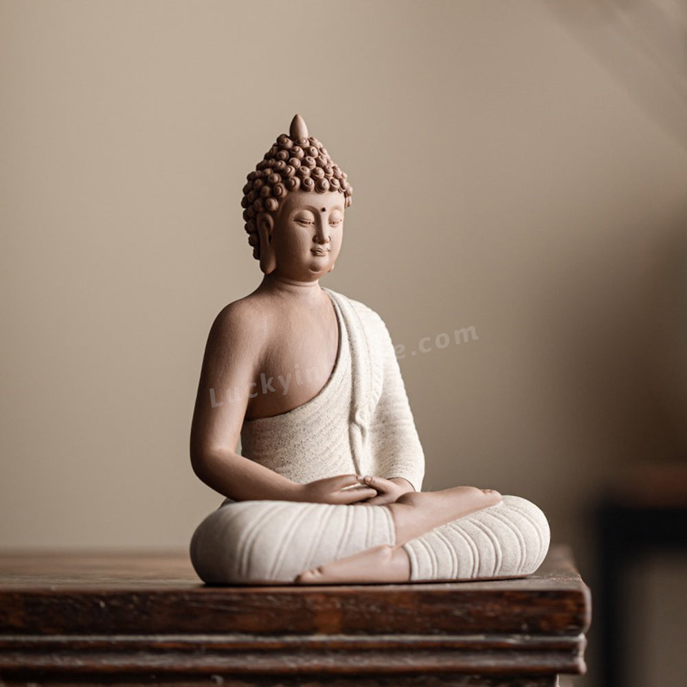 Neo-Chinese Style Ceramic Sakyamuni Buddha Statue