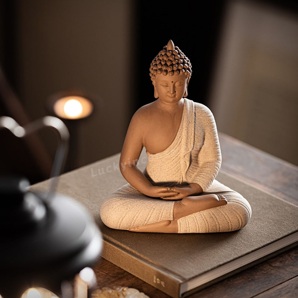 Neo-Chinese Style Ceramic Sakyamuni Buddha Statue