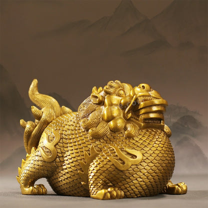 Double Pure Brass Wealth Gathering Pixiu