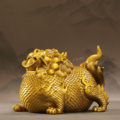 Double Pure Brass Wealth Gathering Pixiu