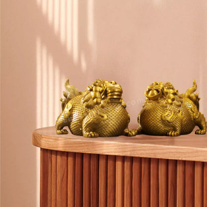 Double Pure Brass Wealth Gathering Pixiu