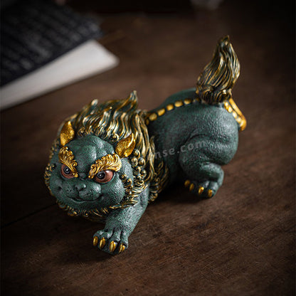 Green Sandstone Coloured Drawing Double Pixiu