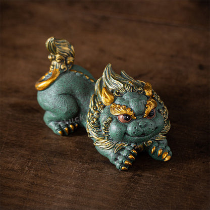 Green Sandstone Coloured Drawing Double Pixiu
