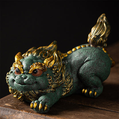 Green Sandstone Coloured Drawing Double Pixiu