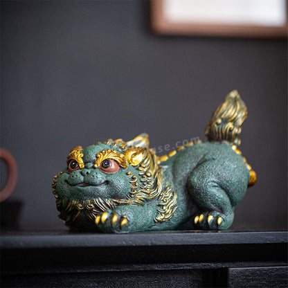 Green Sandstone Coloured Drawing Double Pixiu