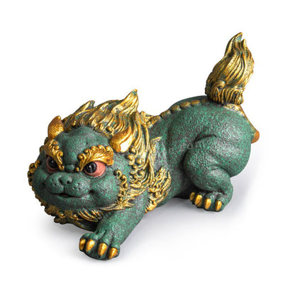 Green Sandstone Coloured Drawing Double Pixiu