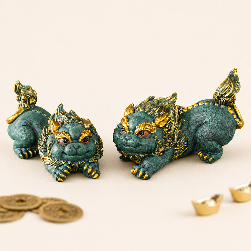 Green Sandstone Coloured Drawing Double Pixiu