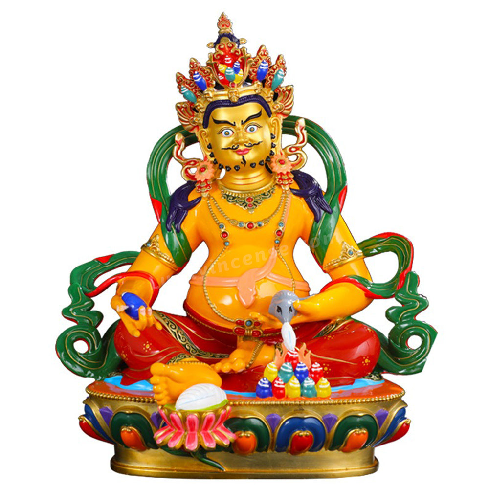 Brass Painted Yellow Jambhala Buddha